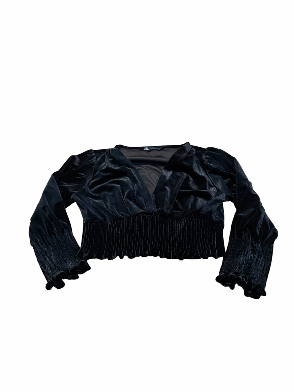 ZARA black velvet cropped top